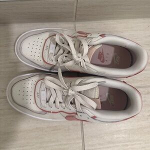 Nike Air Force White and Pink Sneakers